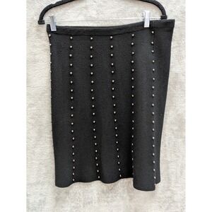 Goth Studded Knit Mini Skirt Womens Medium Black‎ Silver Embellished Edgy